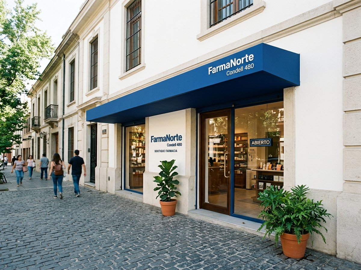 Fachada boutique FarmaNorte Condell 480 en Barrio Italia Providencia